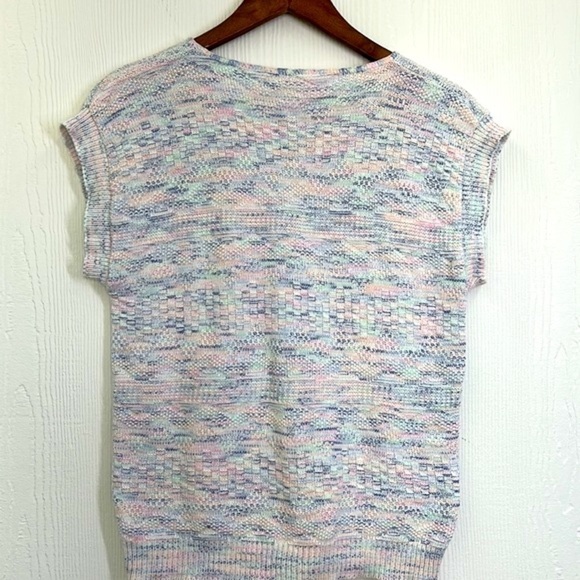 Vintage - Short Cap Sleeve Light Pastel Knitted Sweater Size Small - Picture 11 of 12